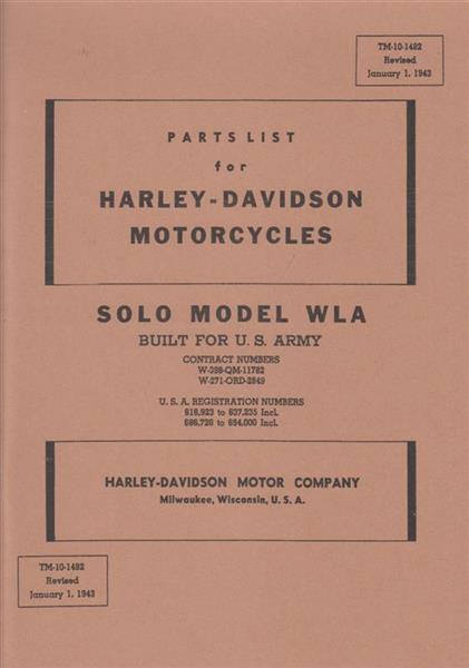 Harley-Davidson WLA, US Armee-Model 1943 Parts Catalouge - gedrucktes Buch zum Bestpreis! - verwuester.net