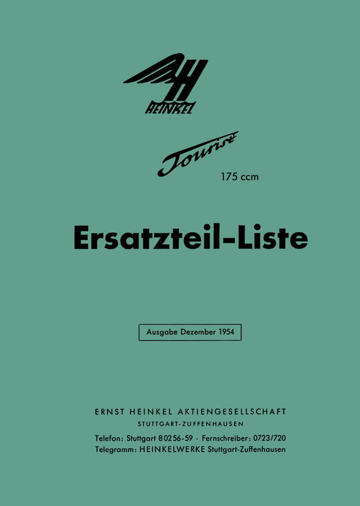 Heinkel Tourist 175 Ersatzteilkatalog, Buchcover