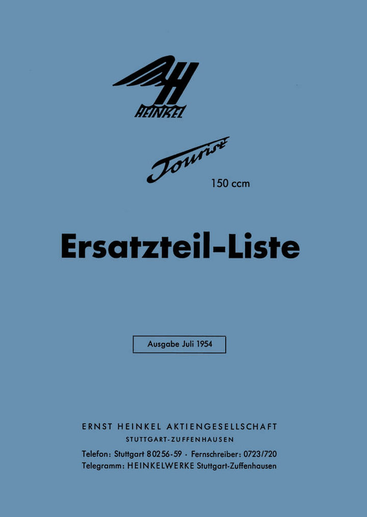Heinkel Tourist 150 Ersatzteilkatalog, Buchcover