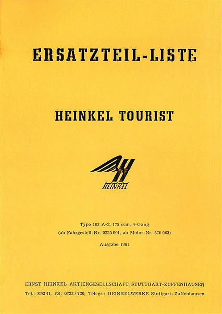 Heinkel Tourist 175 Ersatzteilliste, Buchcover