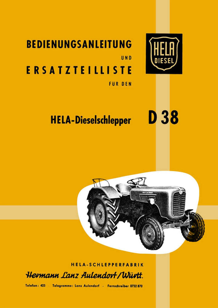 Hela (Hermann Lanz) D38 Betriebsanleitung, Buchcover