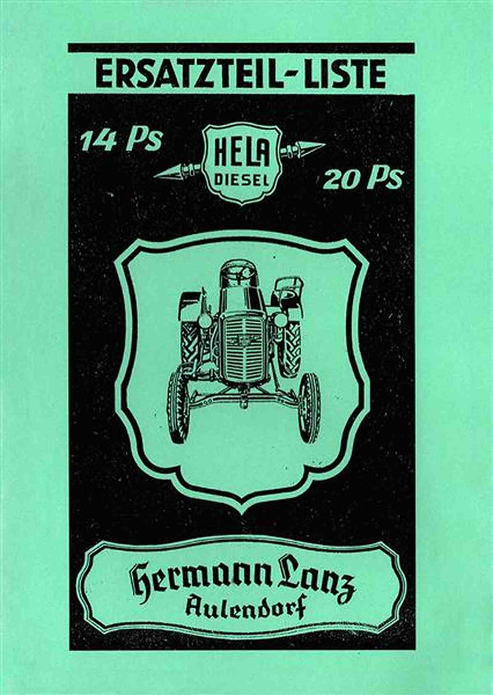 Hela 14PS und 20PS Schlepper Ersatzteilliste, Buchcover