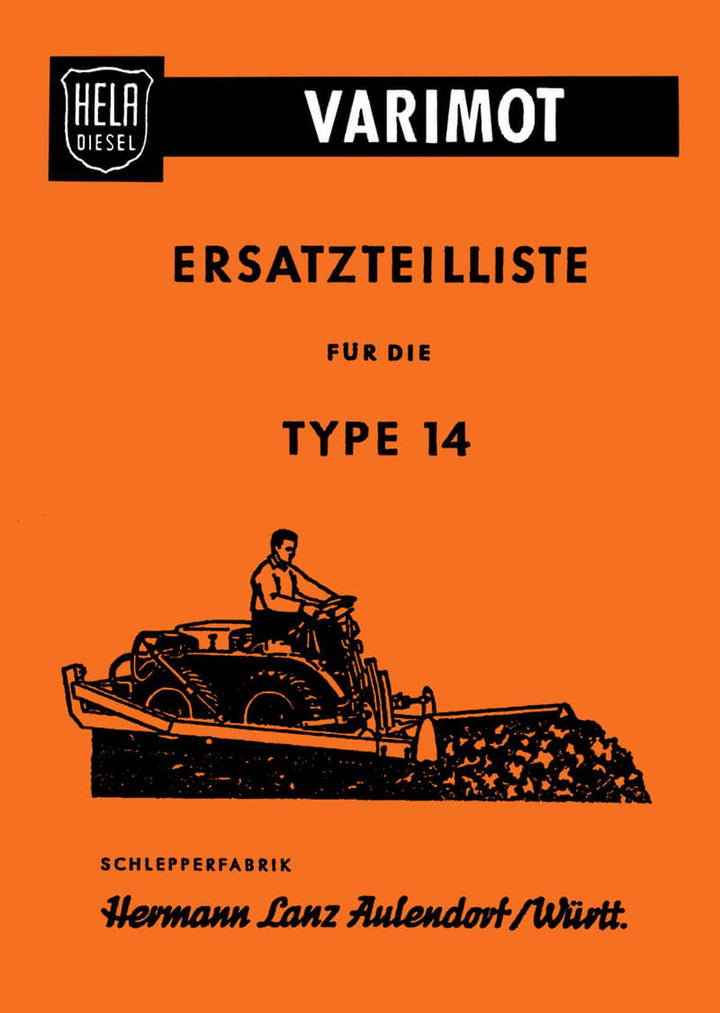 Hela (Hermann Lanz) Varimot Typ 14 Ersatzteilliste, Buchcover