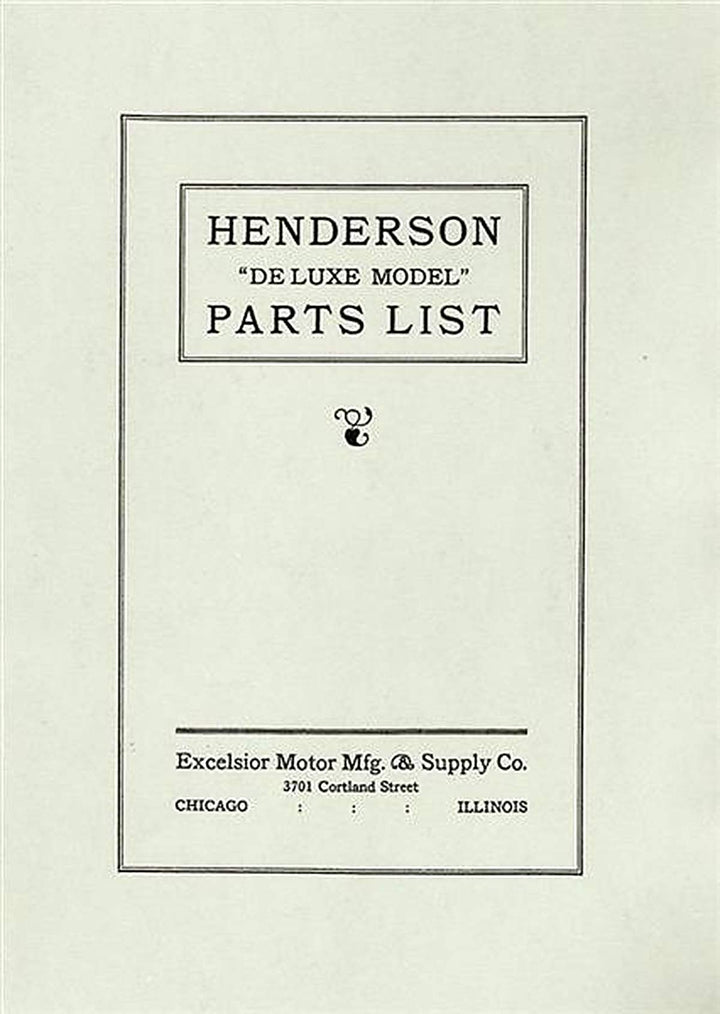 Henderson Deluxe Parts List, Buchcover