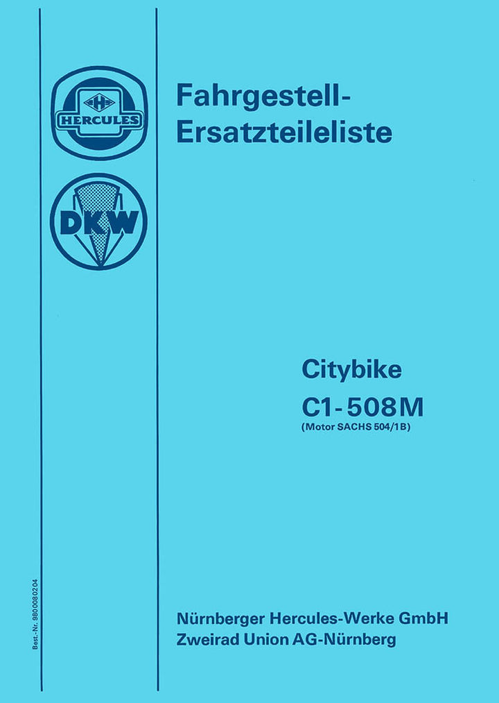Hercules DKW Citybike C1-508M Ersatzteilliste Fahrgestell, Buchcover