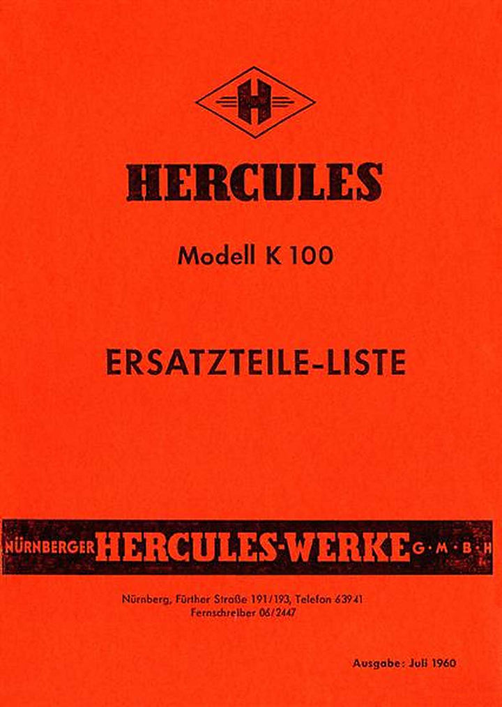 Hercules K100 Ersatzteilliste, Buchcover