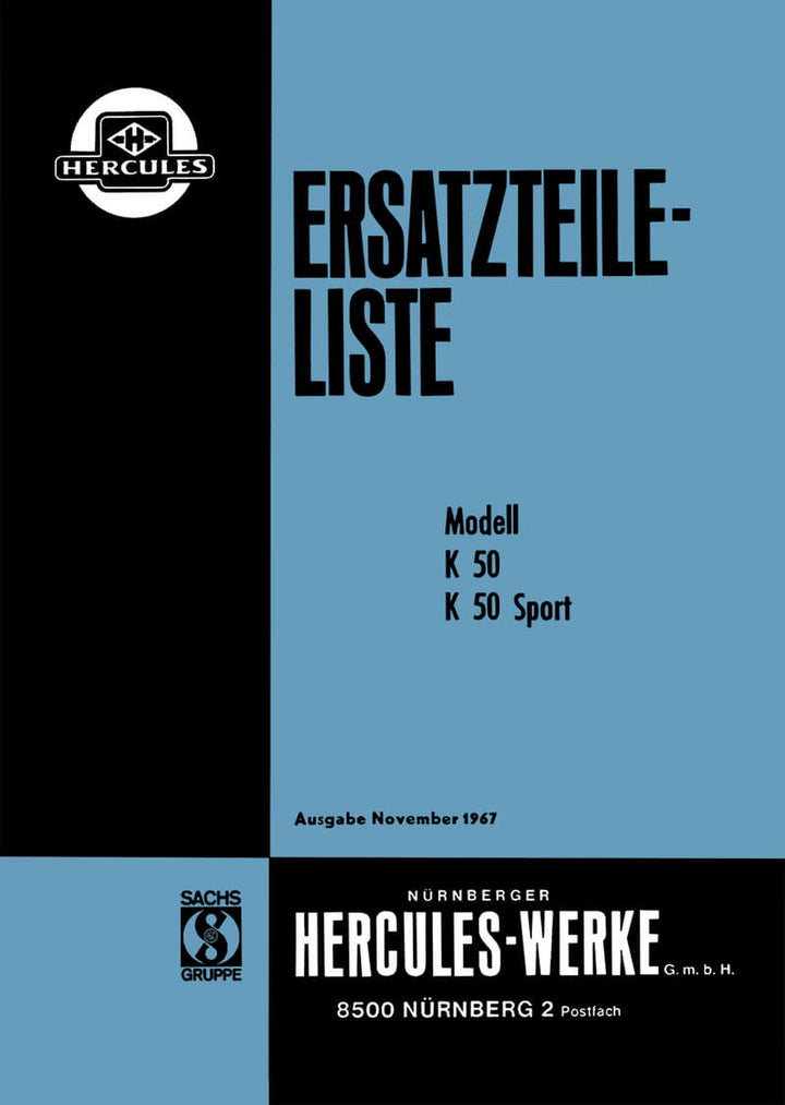 Hercules K50 und K50 Sport Ersatzteilkatalog, Buchcover