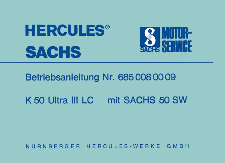 Hercules K 50 Ultra III LC mit Sachs Motor 50 SW, Betriebsanleitung, Buchcover