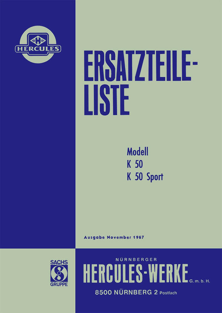 Hercules K50 und K50 Sport, Ersatzteileliste (Fahrgestell), Buchcover