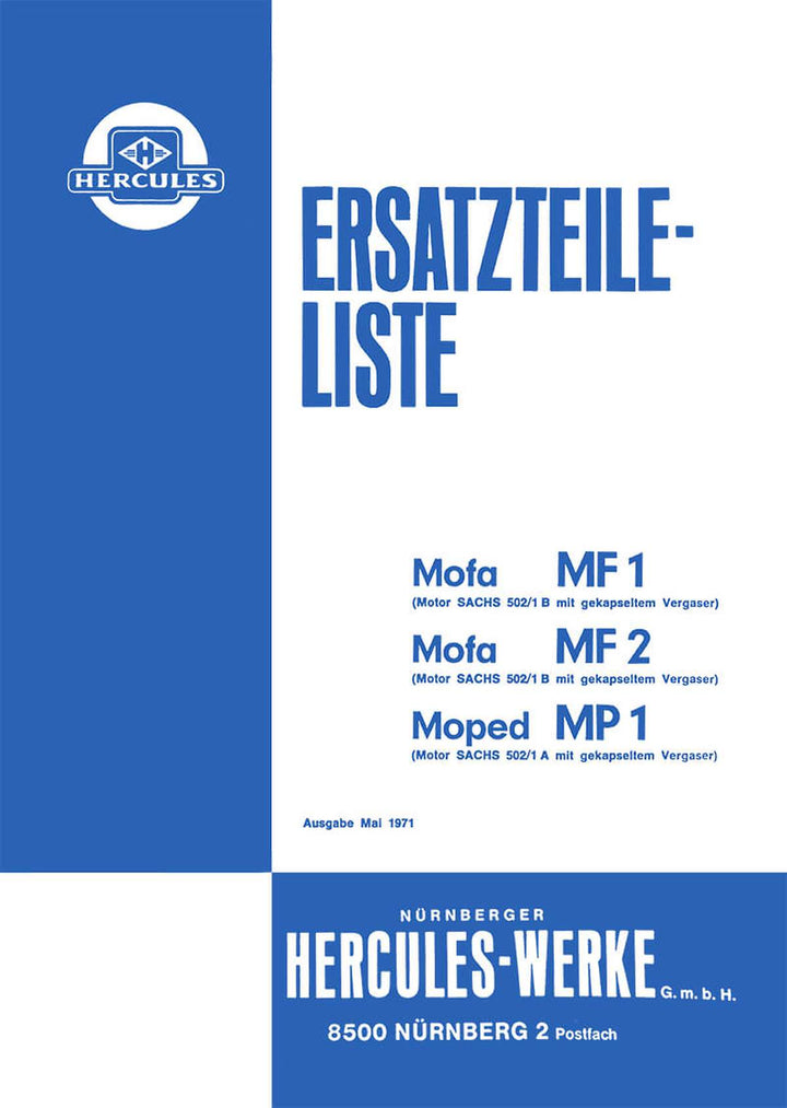 Hercules MF1 MF2 und MP1 Ersatzteilkatalog, Buchcover