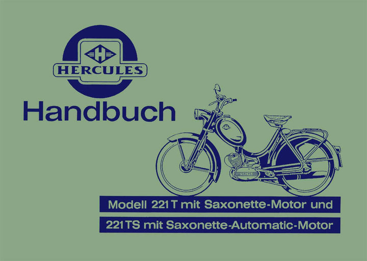 Hercules 221 T und 221 TS mit Saxonette Motor Handbuch, Buchcover