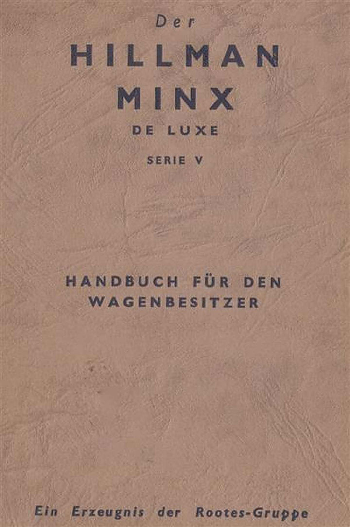 Hillman Minx de Luxe, Serie V, Handbuch, Buchcover