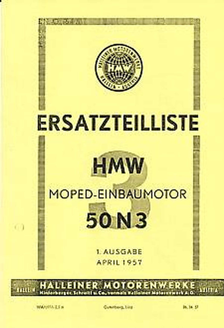 HMW 3-Gang-Einbaumotor 50 N 3 mit 2,2 PS, Ersatzteilkatalog, Buchcover