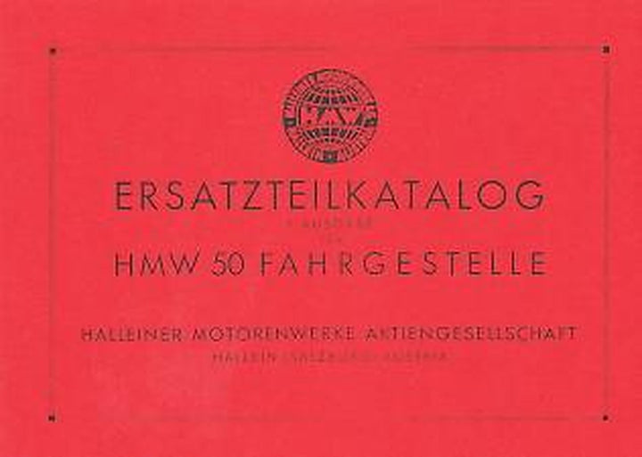 HMW 50 ccm, Ersatzteilkatalog Fahrgestell, Buchcover