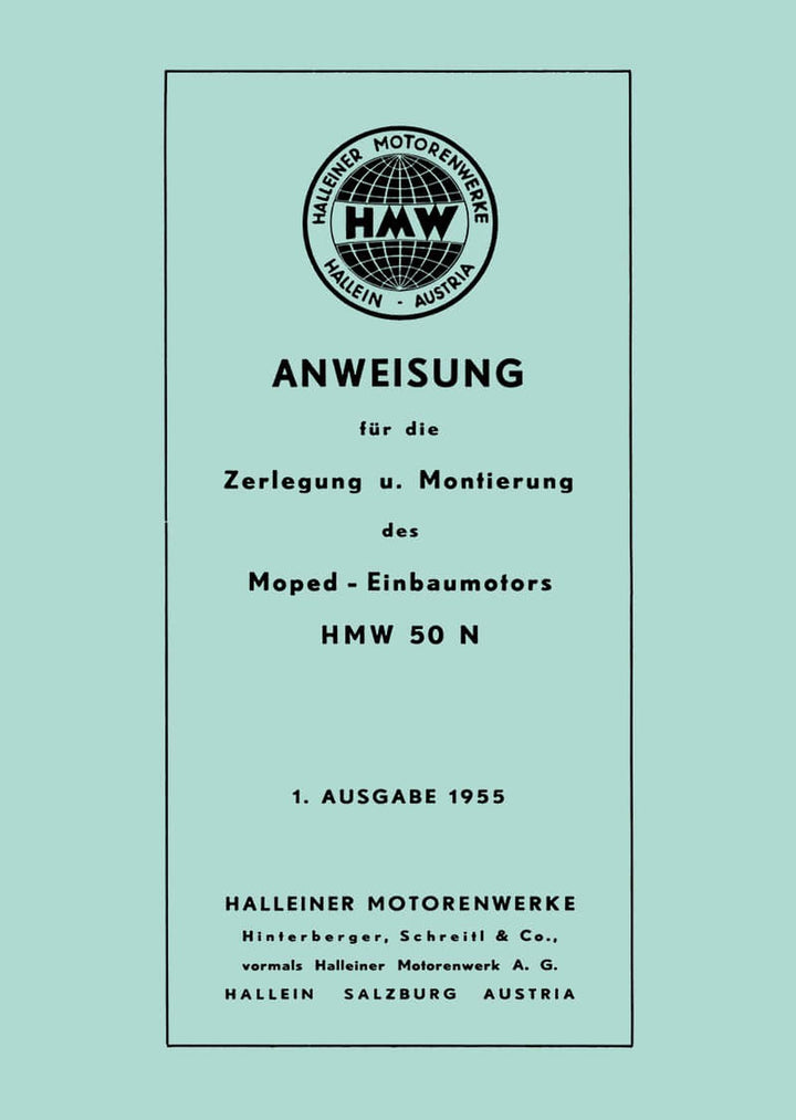 HMW 50 N Einbaumotor Reparaturanleitung, Buchcover