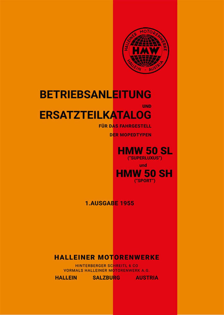 HMW 50 SL "Superluxus", 50 SH "Sport", Betriebsanleitung und Ersatzteilkatalog, Buchcover