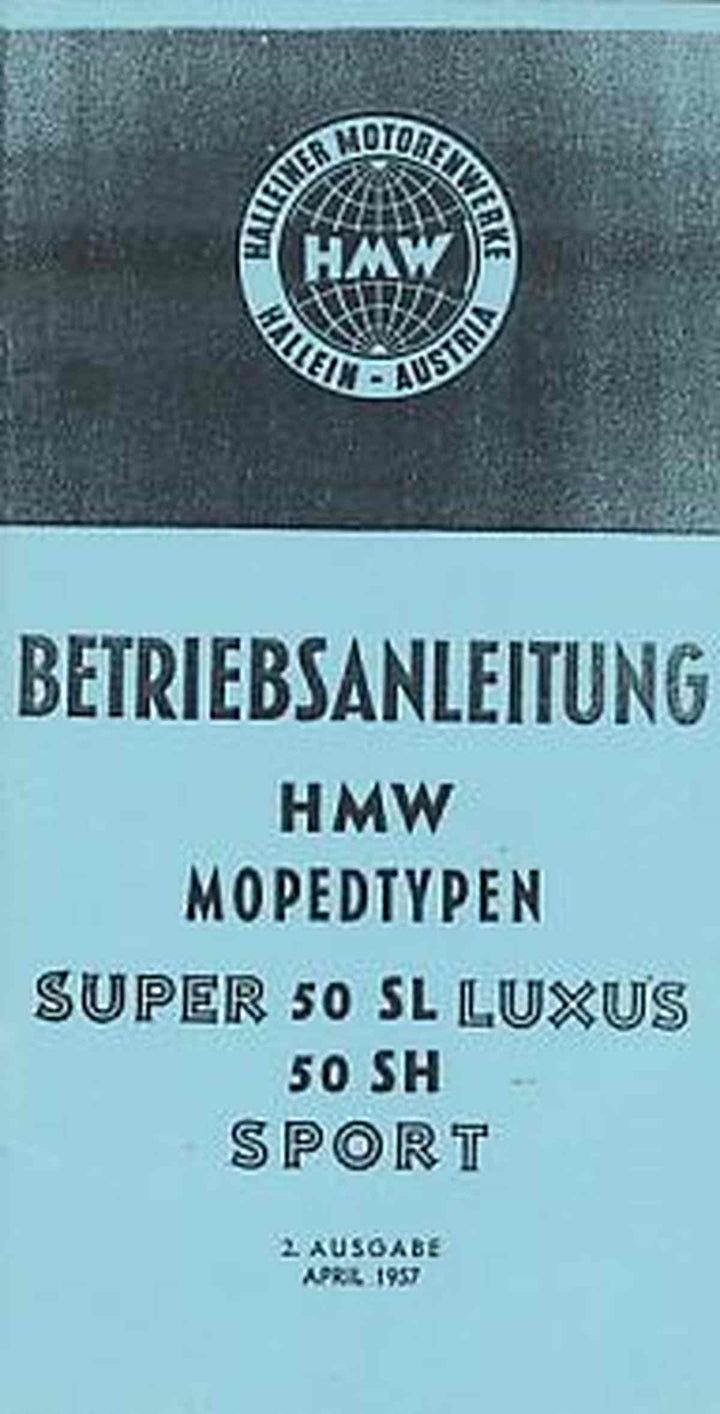 HMW 50 SL - Superluxus und 50 SH - Sport, Betriebsanleitung, Buchcover