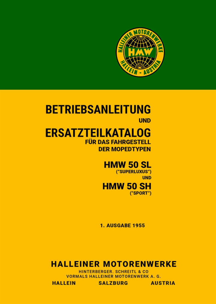 HMW 50 SL, 50 SH - Superluxus und Sport Betriebsanleitung und Ersatzteilkatalog, Buchcover