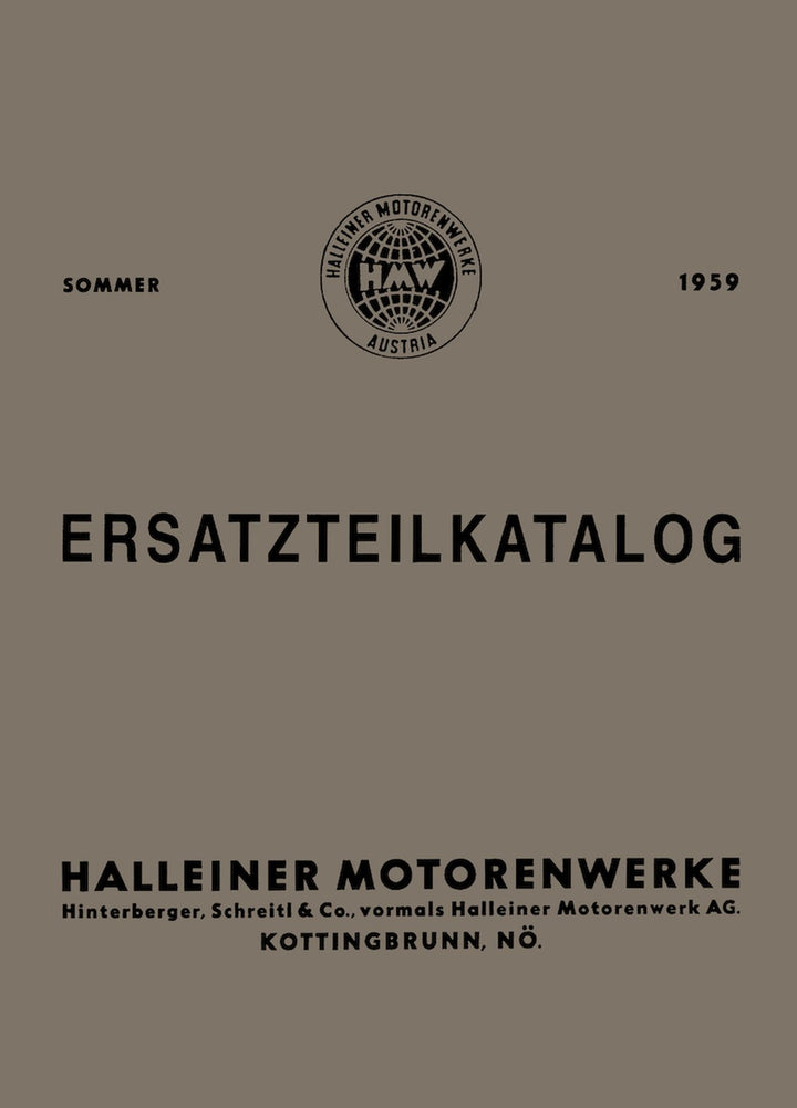 HMW 50 Motoren Ersatzteilkatalog, Buchcover
