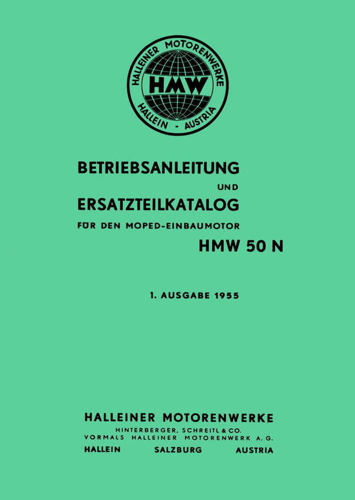 HMW Einbaumotor 50 N Betriebsanleitung und Ersatzteilkatalog, Buchcover