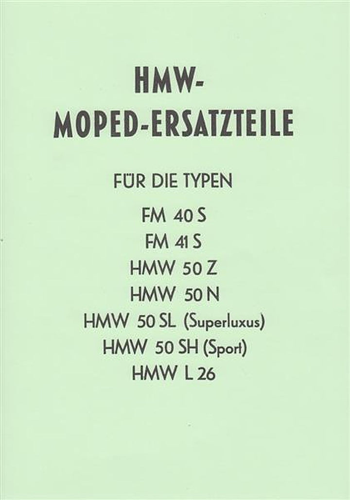 HMW Moped Modelle, Ersatzteile, Buchcover