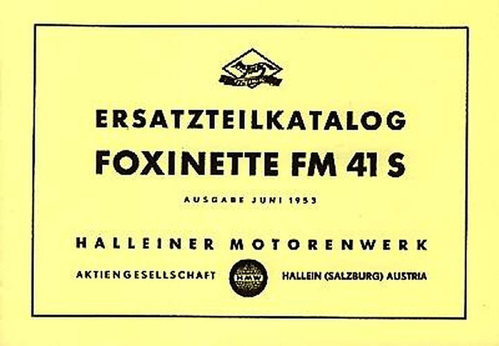 HMW Foxinette FM 41 S, Ersatzteilkatalog (Fahrgestell), Buchcover