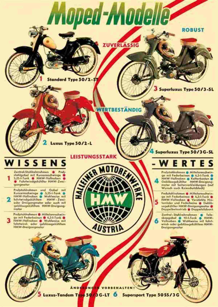 HMW Moped Modelle Poster, Poster-Motiv