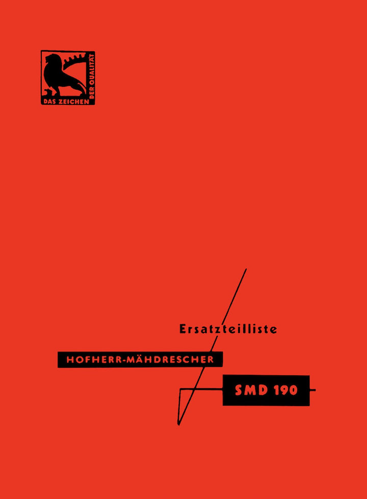 Hofherr-Schrantz SMD 190 Mähdrescher Ersatzteilkatalog, Buchcover