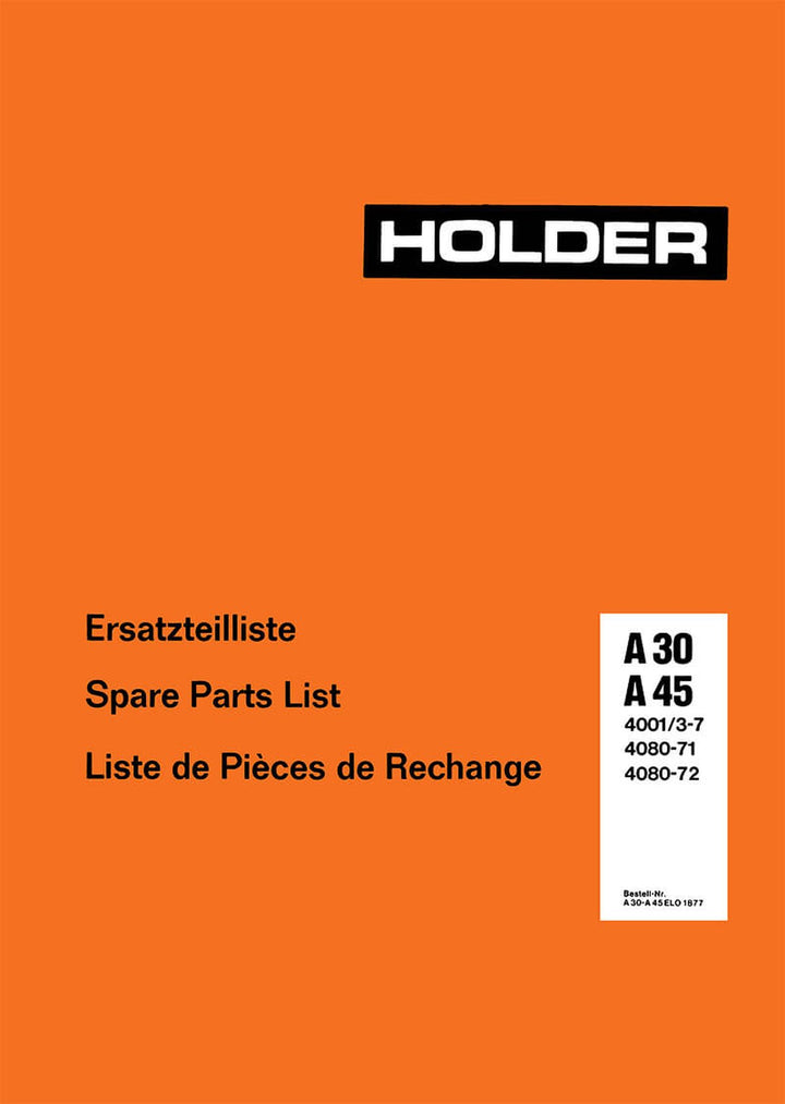 Holder A30 und A45 Ersatzteilkatalog, Buchcover
