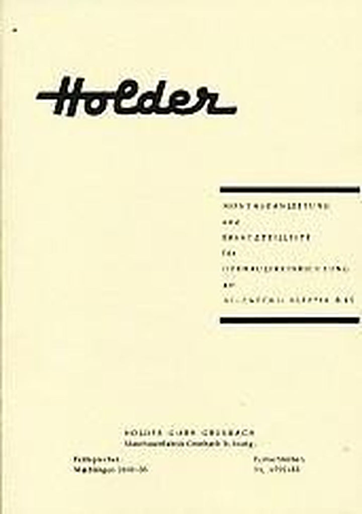 Holder B 12 Allzweckschlepper, Hydraulikanlage, Montageanleitung und Ersatzteilliste, Buchcover