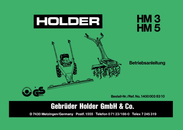 Holder HM3 und HM5 Betriebsanleitung, Buchcover