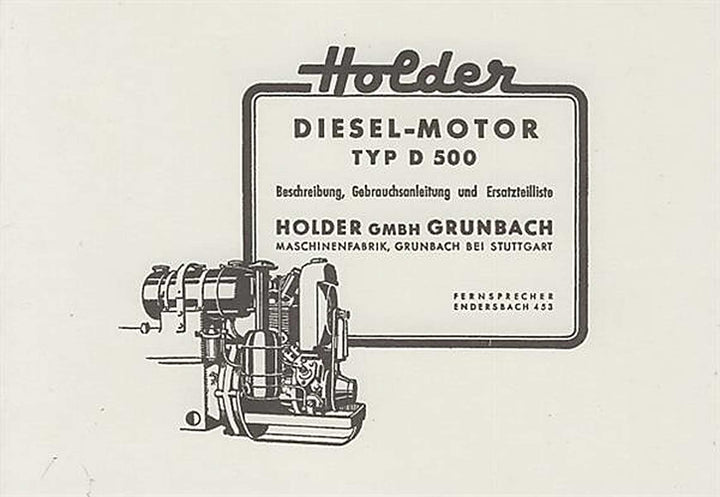 Holder Motor D 500, Betriebsanleitung und Ersatzteilkatalog, Buchcover