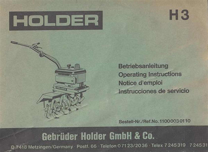Holder Motorhacke H3 Betriebsanleitung, Buchcover