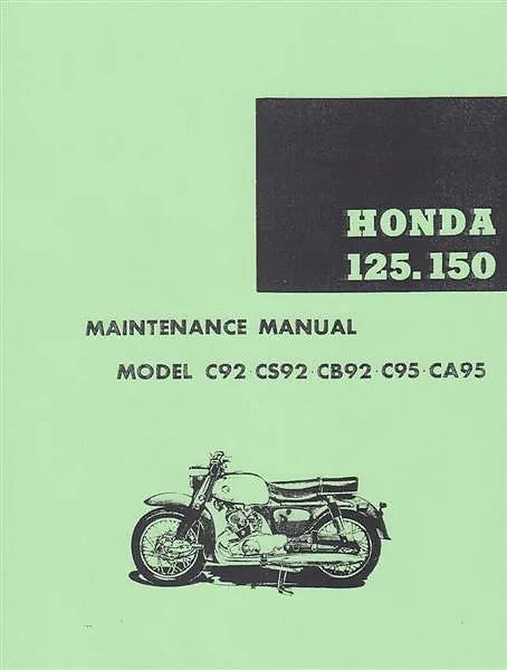 Honda C92 CS92 CB92 C95 CA95 Maintenance Manual, Buchcover