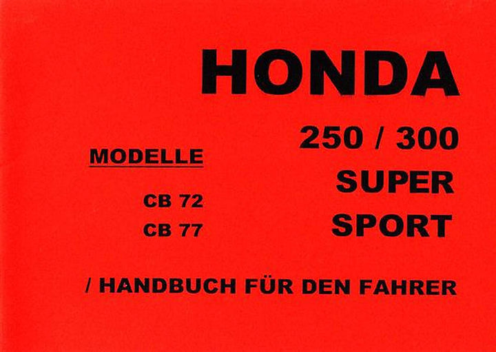 Honda CB72 CB77 250/300 ccm Fahrerhandbuch, Buchcover