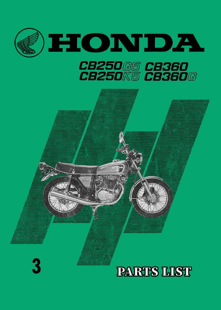 Honda CB250G5 CB250K5 CB360 CB360G Parts List, Buchcover