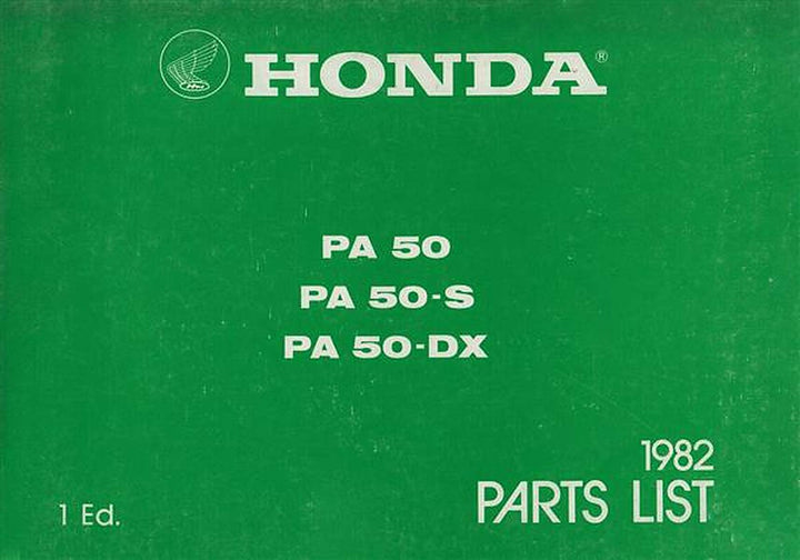 Honda PA50 50S 50DX Parts List, Buchcover