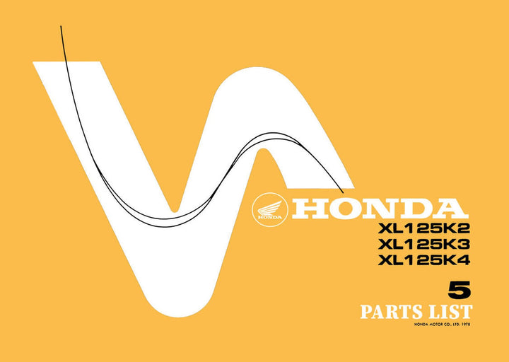 Honda XL125K2 XL125K3 XL125K4 Parts List, Buchcover