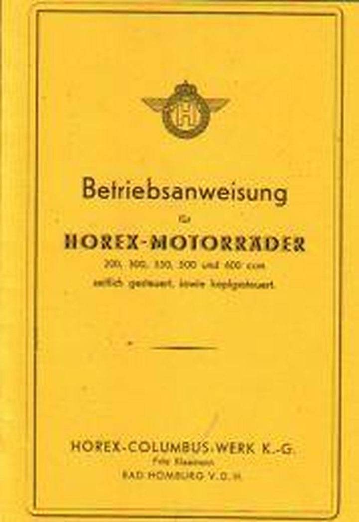 Horex Modelle 1936/1937 Betriebsanleitung, Buchcover