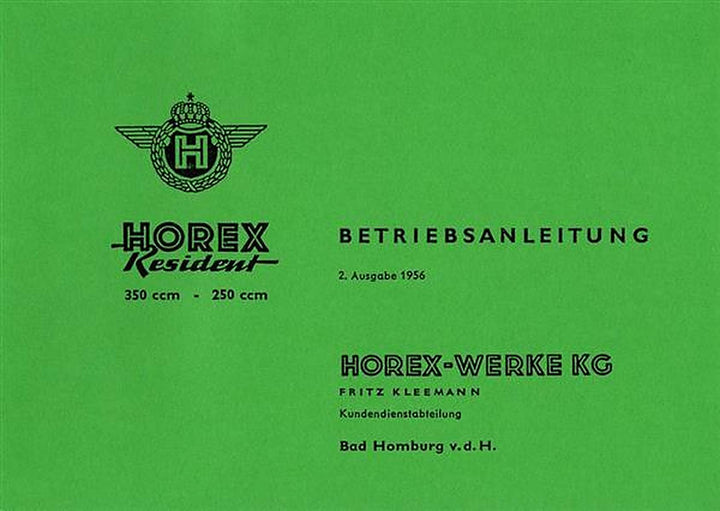 Horex Resident 250 und 350 Betriebsanleitung, Buchcover