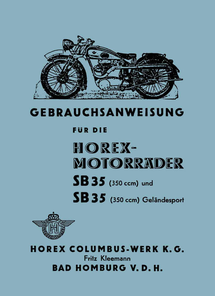 Horex SB35 Betriebsanleitung, Buchcover