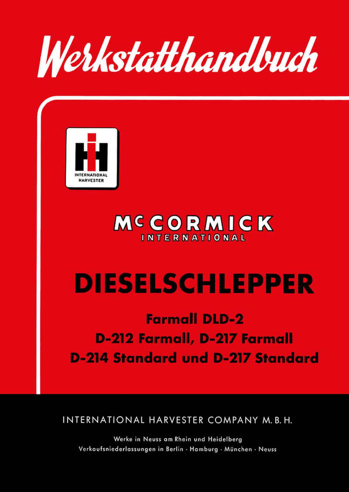 IHC DLD-2 D-212 D-214 D-217 Dieselschlepper Werkstatthandbuch, Buchcover