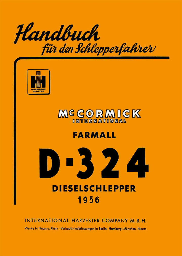 IHC D-324 Traktor Betriebsanleitung, Buchcover