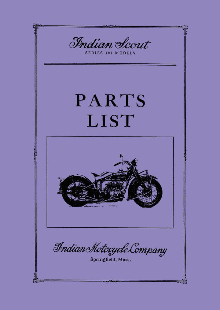 Indian Scout Motorcycle Serie 101 Parts List, Buchcover