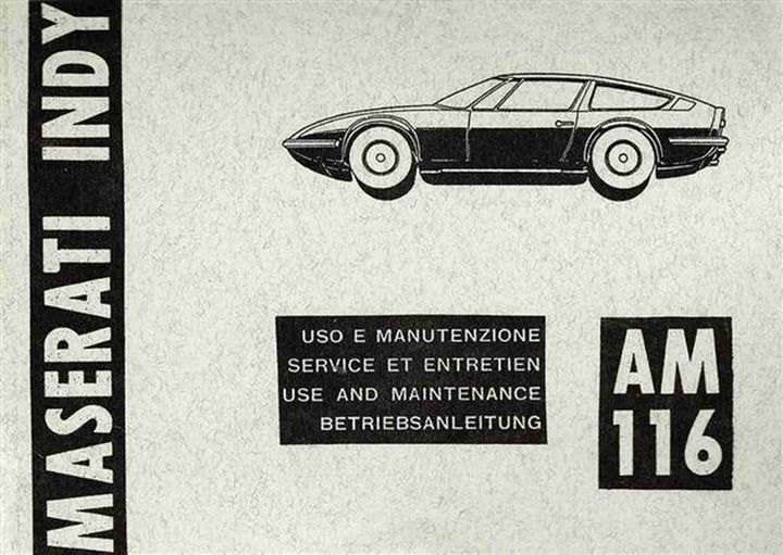 Maserati Indy Typ AM 116 Ersatzteilkatalog, Buchcover
