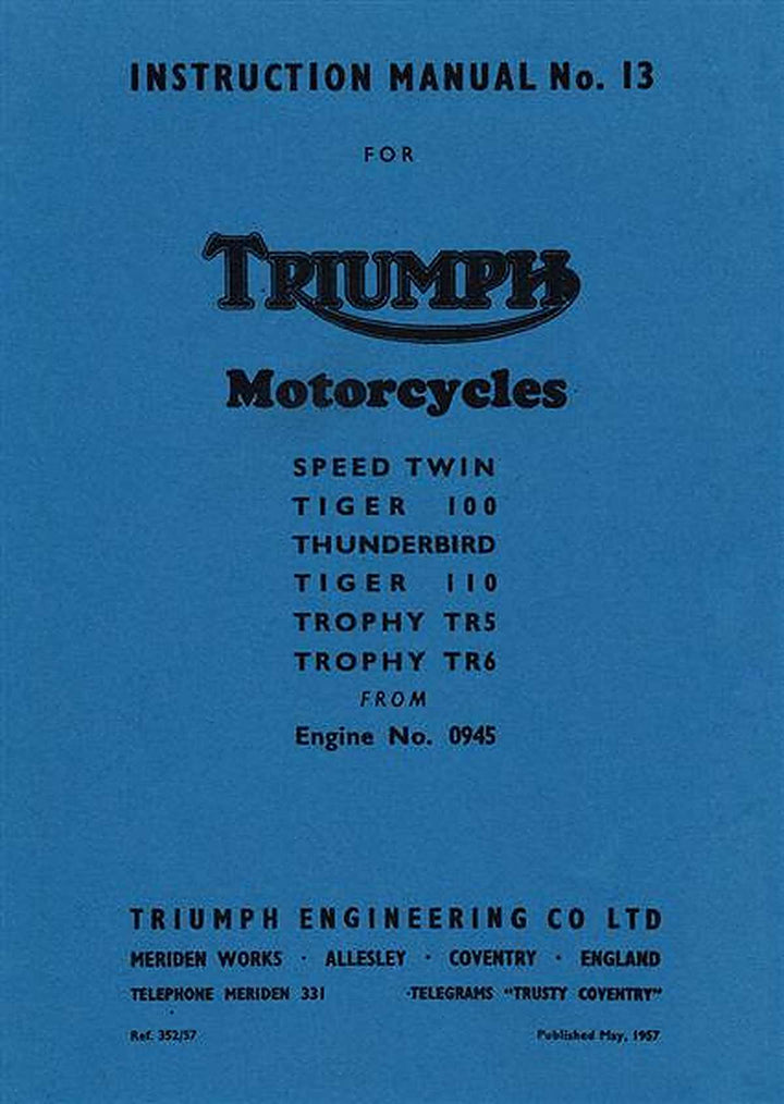 Triumph Motorcycles Instruction Manual 1957, Buchcover