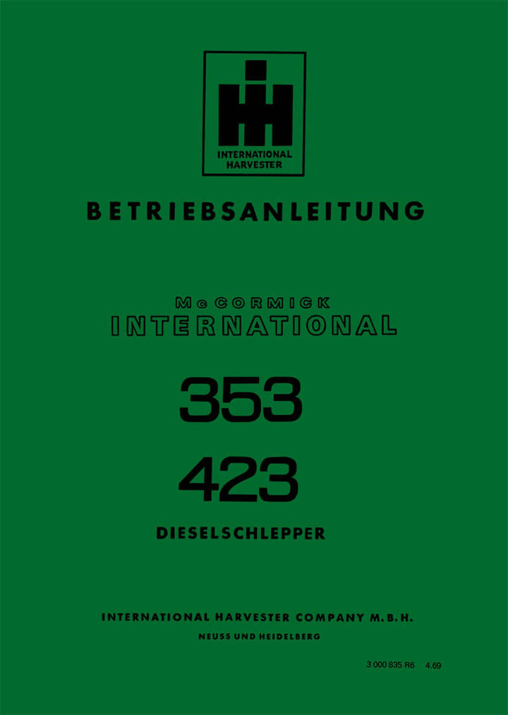 McCormick IHC 353 und 423 Betriebsanleitung, Buchcover