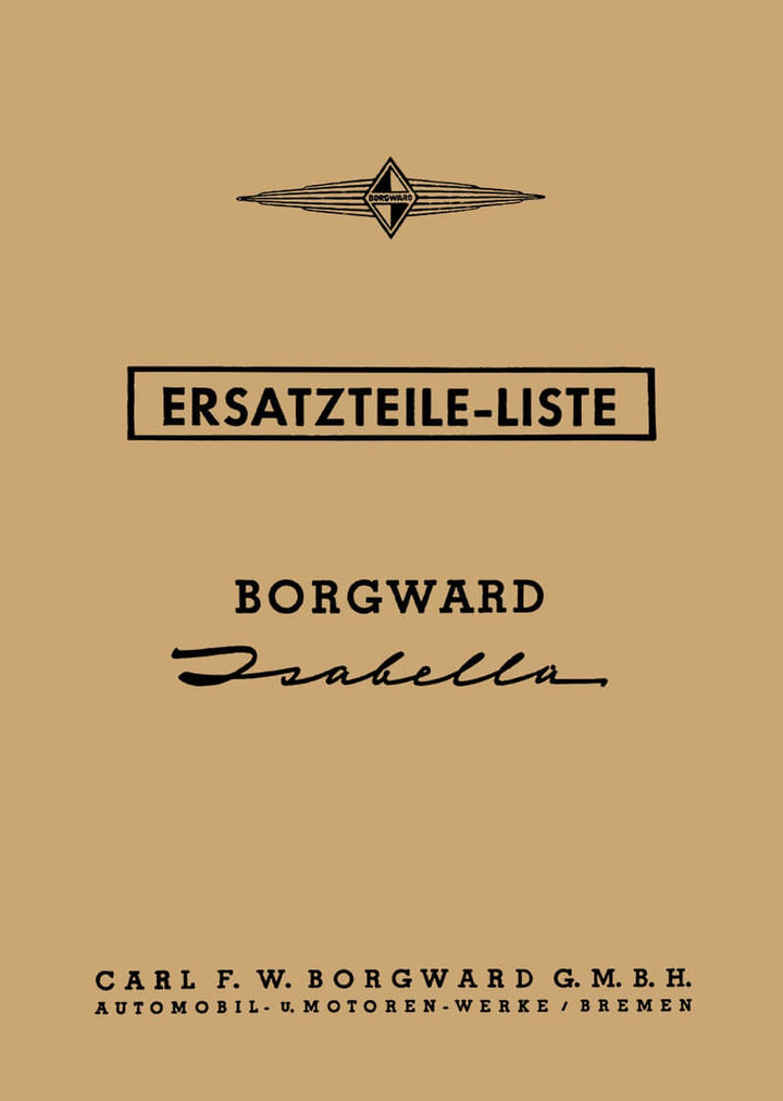 Borgward Isabella Ersatzteilkatalog, Buchcover