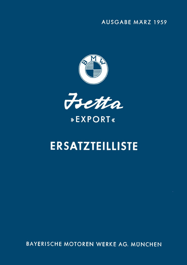BMW Isetta Export Ersatzteilkatalog, Buchcover