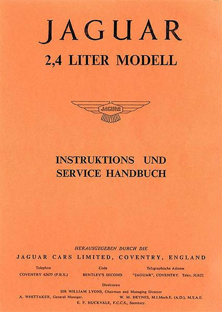 Jaguar 2.4 Liter Betriebsanleitung, Buchcover